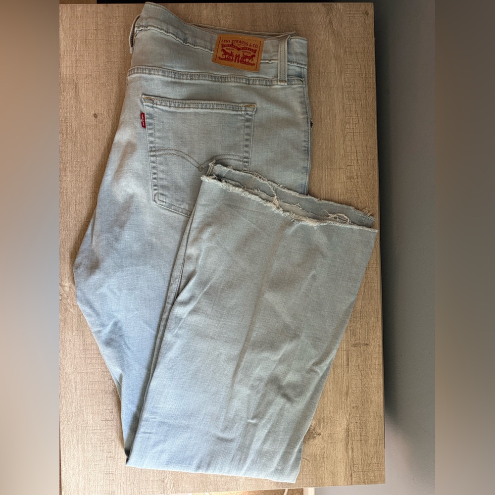 Levi's 729 Flare Distressed Light Denim Jeans